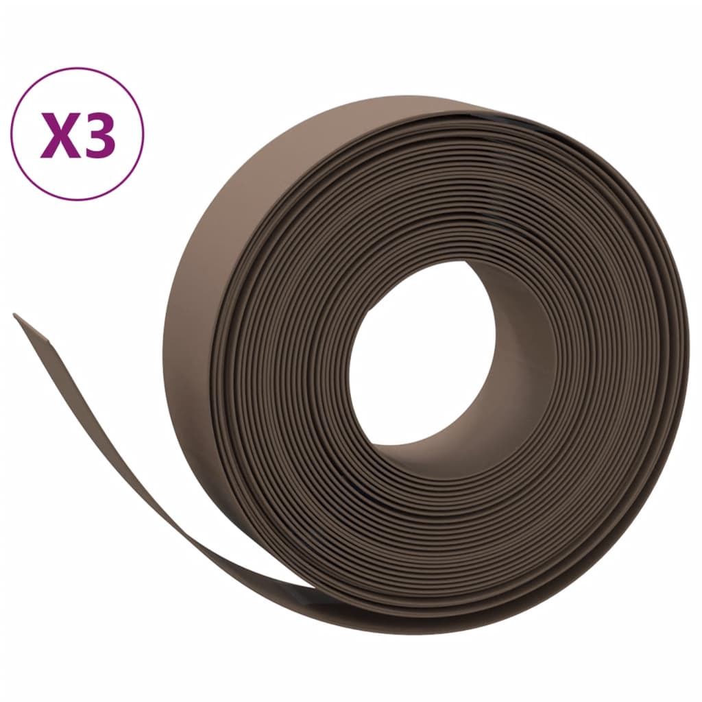 Bordature da Giardino 3 pz Marroni 10 m 15 cm in Polietilene | homemem39