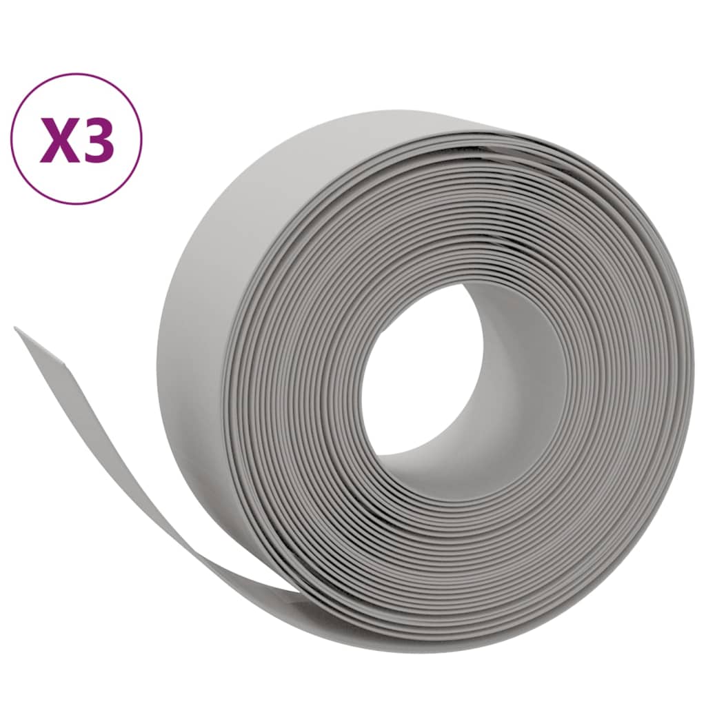 Bordature da Giardino 3 pz Grigie 10 m 20 cm in Polietilene | homemem39