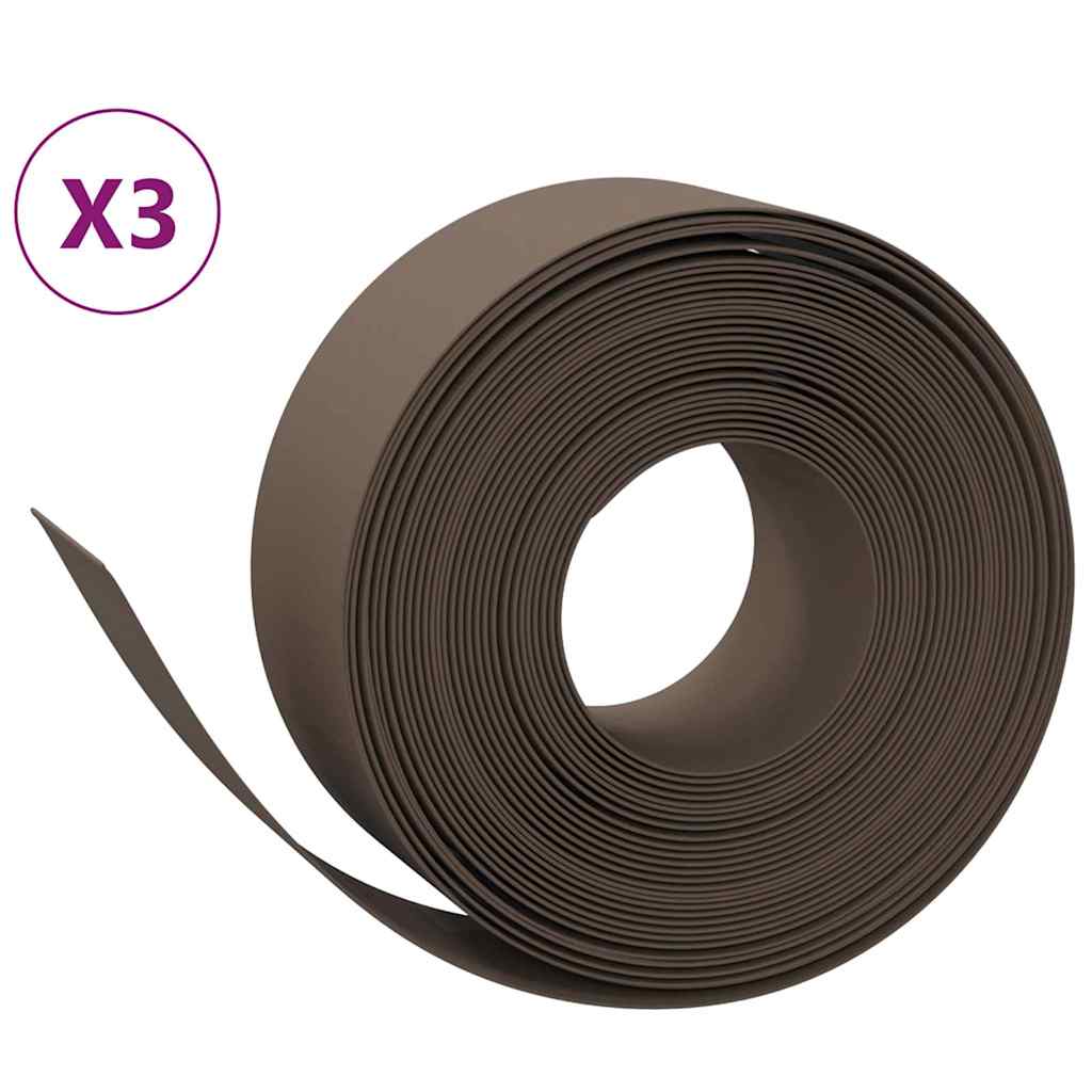 Bordature da Giardino 3 pz Marroni 10 m 20 cm in Polietilene | homemem39