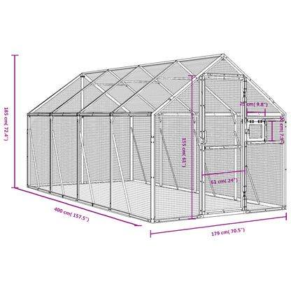 Voliera Argento 1,79x4x1,85 m in Alluminio | homemem39
