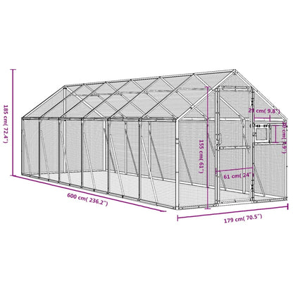 Voliera Argento 1,79x6x1,85 m in Alluminio | homemem39