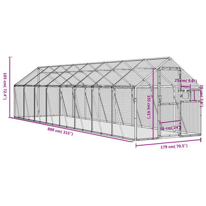 Voliera Argento 1,79x8x1,85 m in Alluminio | homemem39