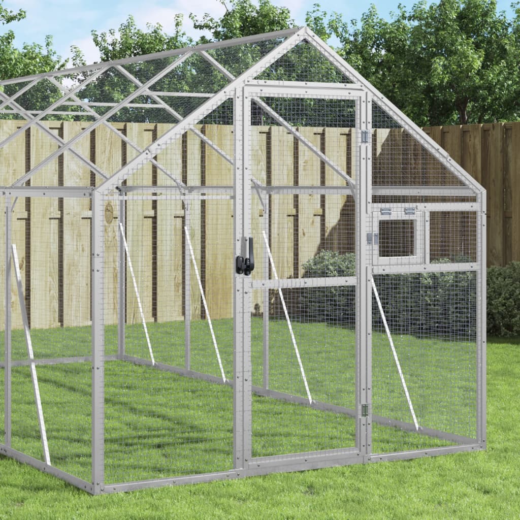 Voliera Argento 1,79x8x1,85 m in Alluminio | homemem39