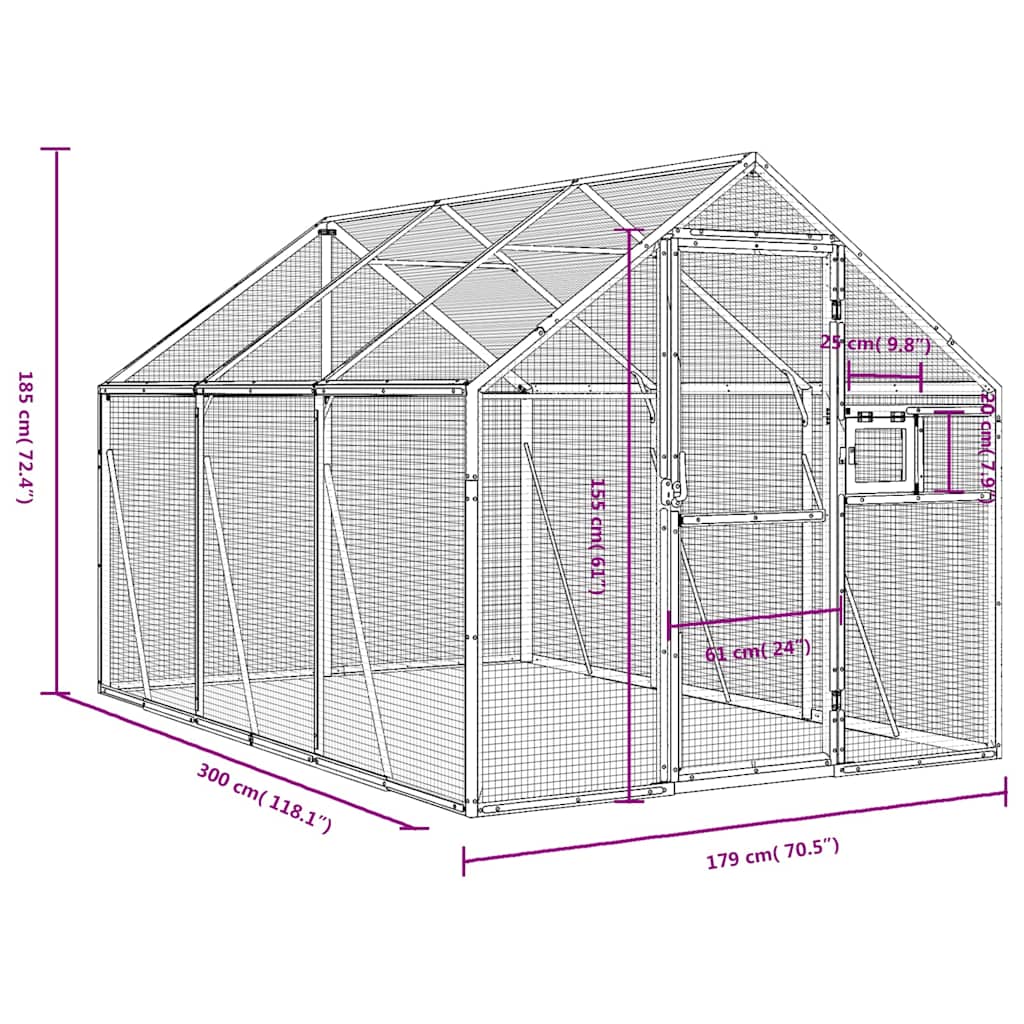 Voliera Antracite 1,79x3x1,85 m in Alluminio | homemem39