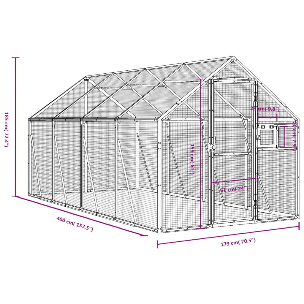 Voliera Antracite 1,79x4x1,85 m in Alluminio | homemem39