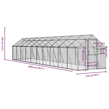 Voliera Antracite 1,79x10x1,85 m in Alluminio | homemem39