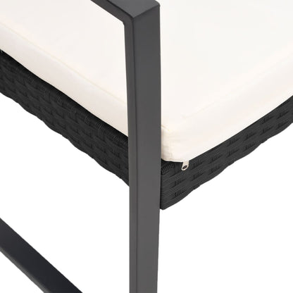 Set da Pranzo da Giardino 3 pz Nero con Cuscini in Rattan PP | homemem39