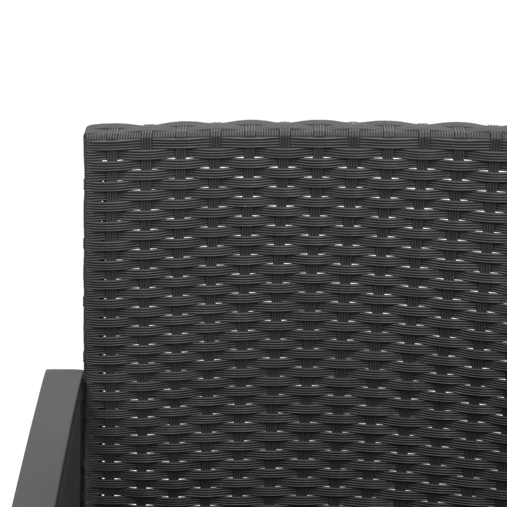 Set da Pranzo da Giardino 3 pz Nero con Cuscini in Rattan PP | homemem39