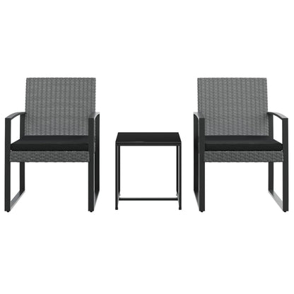 Set Pranzo da Giardino 3 pz con Cuscini Rattan PP Grigio Scuro | homemem39