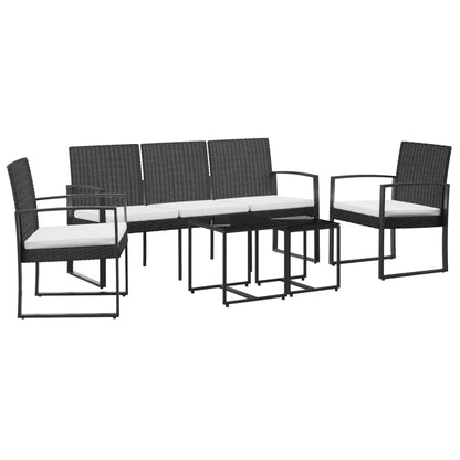 Set da Pranzo da Giardino 5 pz Nero con Cuscini in Rattan PP | homemem39