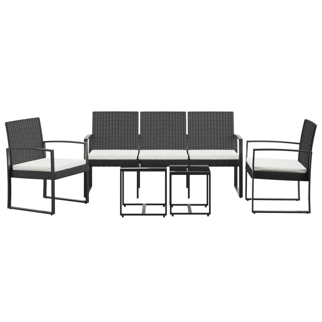 Set da Pranzo da Giardino 5 pz Nero con Cuscini in Rattan PP | homemem39
