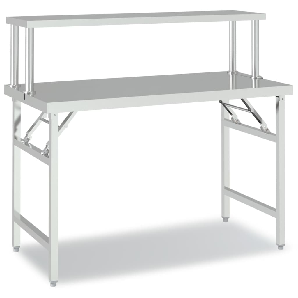 Tavolo Lavoro Cucina con Ripiano 120x60x115 cm Acciaio Inox - homemem39
