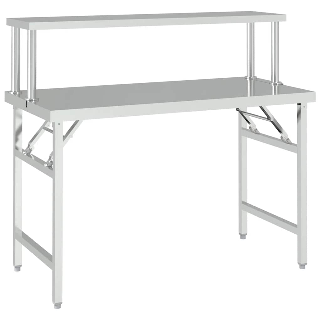 Tavolo Lavoro Cucina con Ripiano 120x60x115 cm Acciaio Inox | homemem39