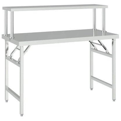 Tavolo Lavoro Cucina con Ripiano 120x60x115 cm Acciaio Inox | homemem39