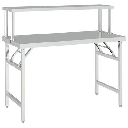 Tavolo Lavoro Cucina con Ripiano 120x60x115 cm Acciaio Inox - homemem39