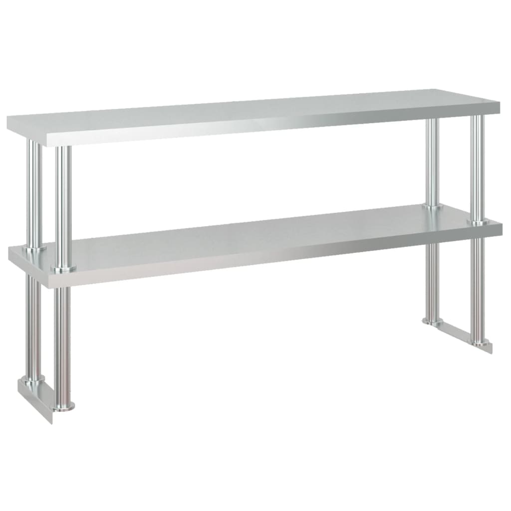 Tavolo Lavoro Cucina con Ripiano 120x60x145 cm Acciaio Inox