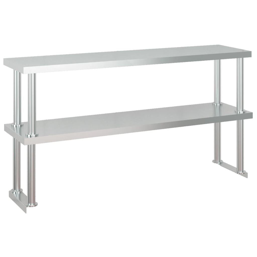 Tavolo Lavoro Cucina con Ripiano 120x60x145 cm Acciaio Inox - homemem39