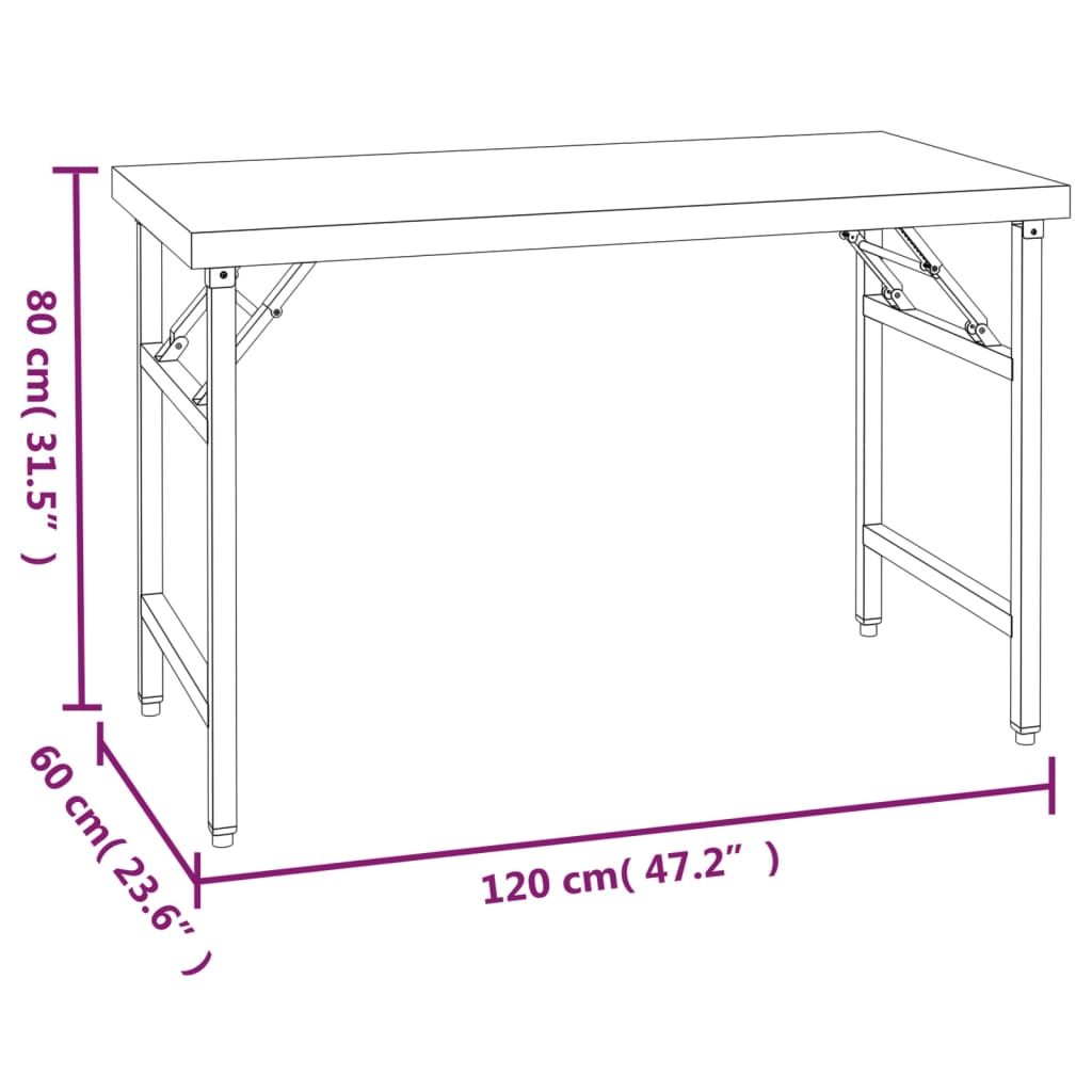 Tavolo Lavoro Cucina con Ripiano 120x60x145 cm Acciaio Inox