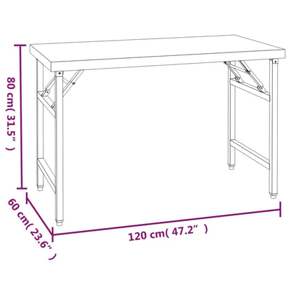 Tavolo Lavoro Cucina con Ripiano 120x60x145 cm Acciaio Inox