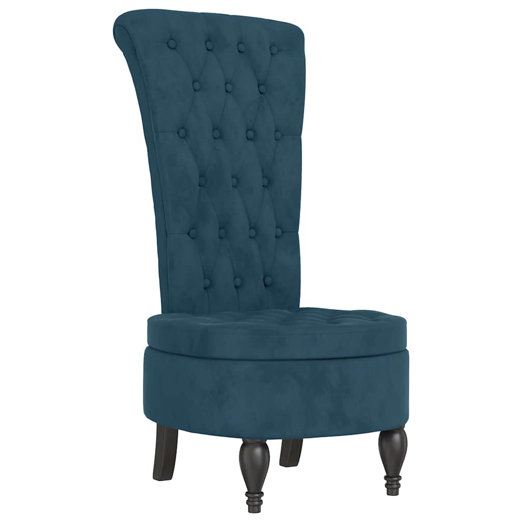 Sedia con Schienale Alto Design con Bottoni in Velluto Blu | homemem39