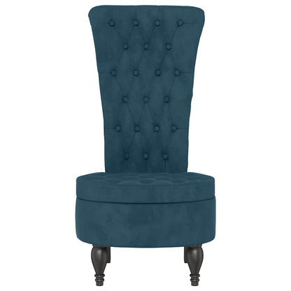 Sedia con Schienale Alto Design con Bottoni in Velluto Blu | homemem39