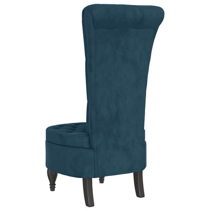 Sedia con Schienale Alto Design con Bottoni in Velluto Blu | homemem39