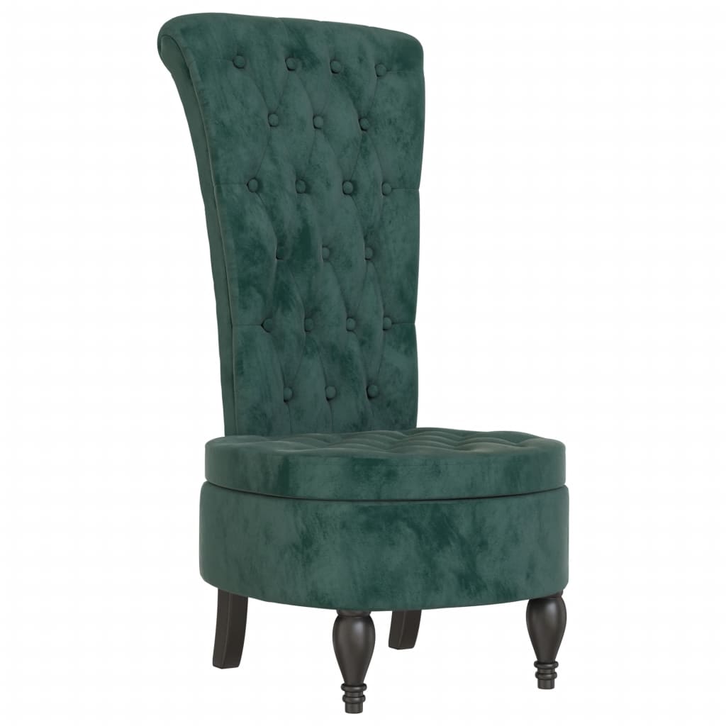 Sedia Schienale Alto Design con Bottoni in Velluto Verde Scuro - homemem39
