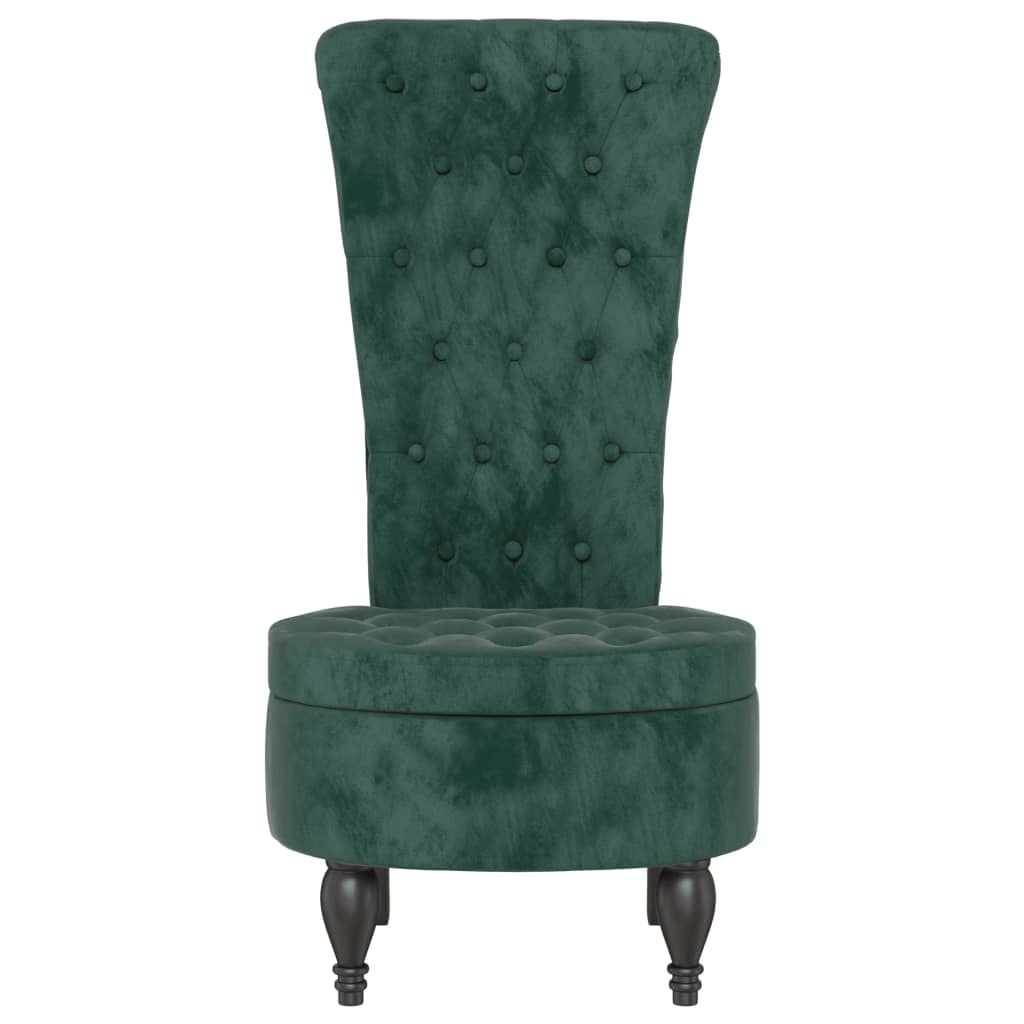 Sedia Schienale Alto Design con Bottoni in Velluto Verde Scuro - homemem39