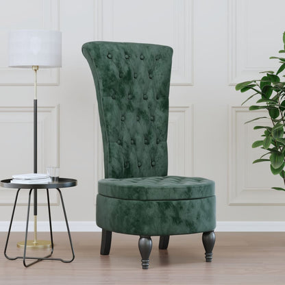 Sedia Schienale Alto Design con Bottoni in Velluto Verde Scuro - homemem39