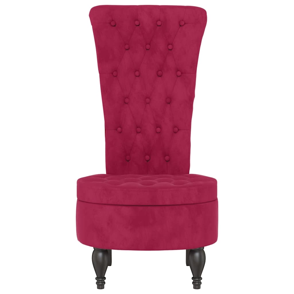Sedia Schienale Alto Design Bottoni Velluto Rosso Vino Chiaro - homemem39