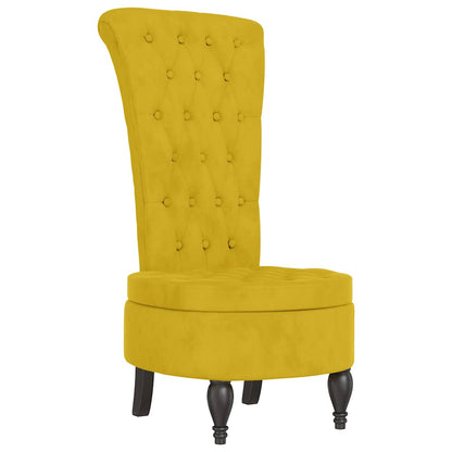 Sedia con Schienale Alto Design con Bottoni in Velluto Giallo - homemem39