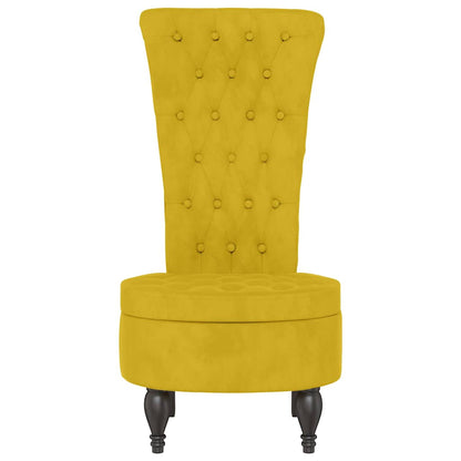 Sedia con Schienale Alto Design con Bottoni in Velluto Giallo - homemem39