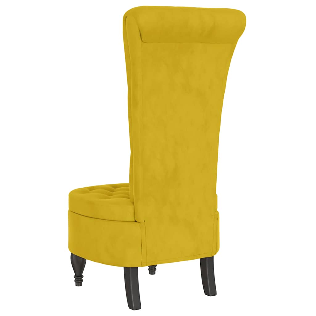 Sedia con Schienale Alto Design con Bottoni in Velluto Giallo - homemem39