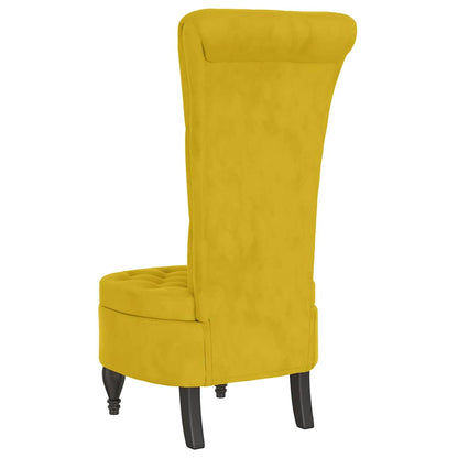 Sedia con Schienale Alto Design con Bottoni in Velluto Giallo - homemem39