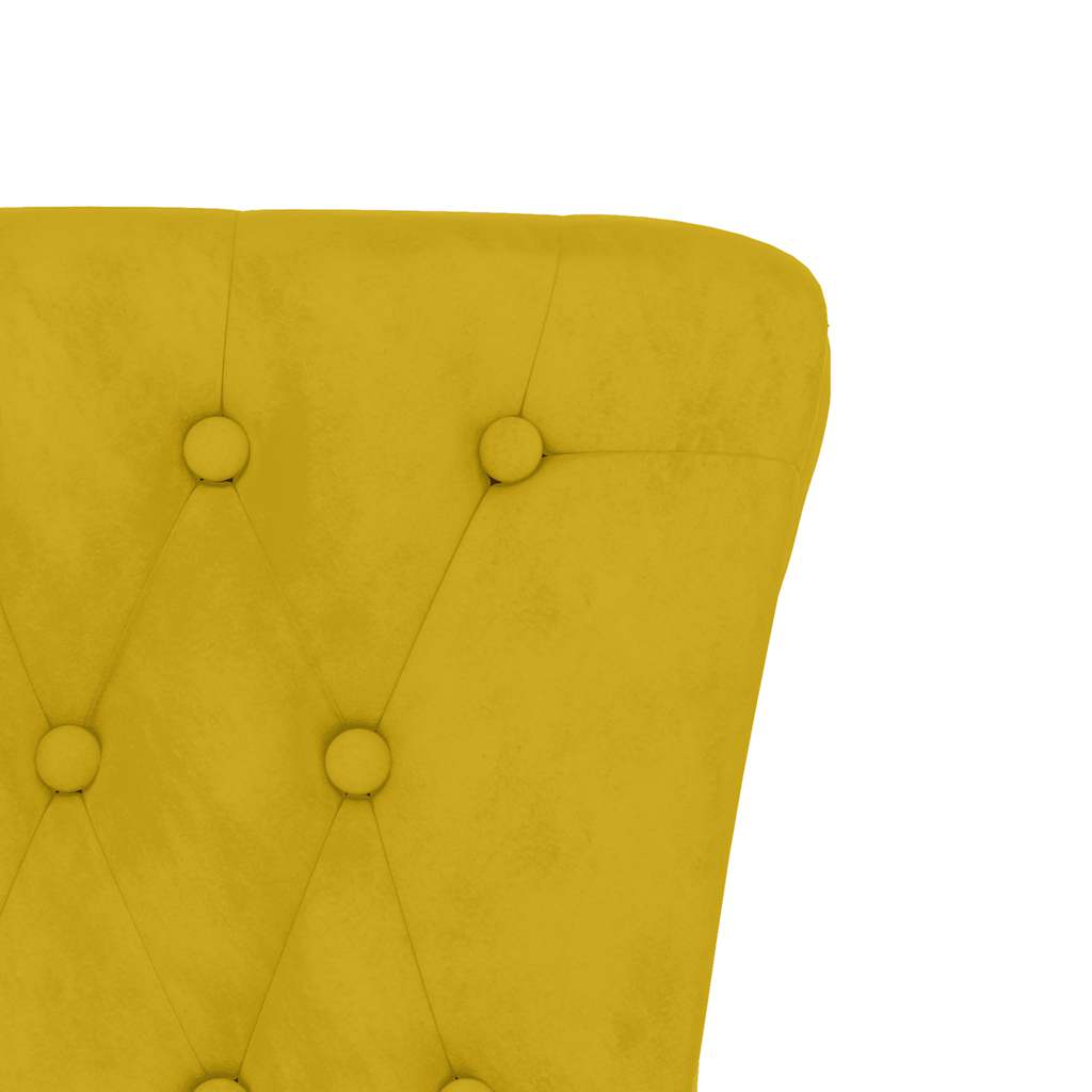 Sedia con Schienale Alto Design con Bottoni in Velluto Giallo - homemem39