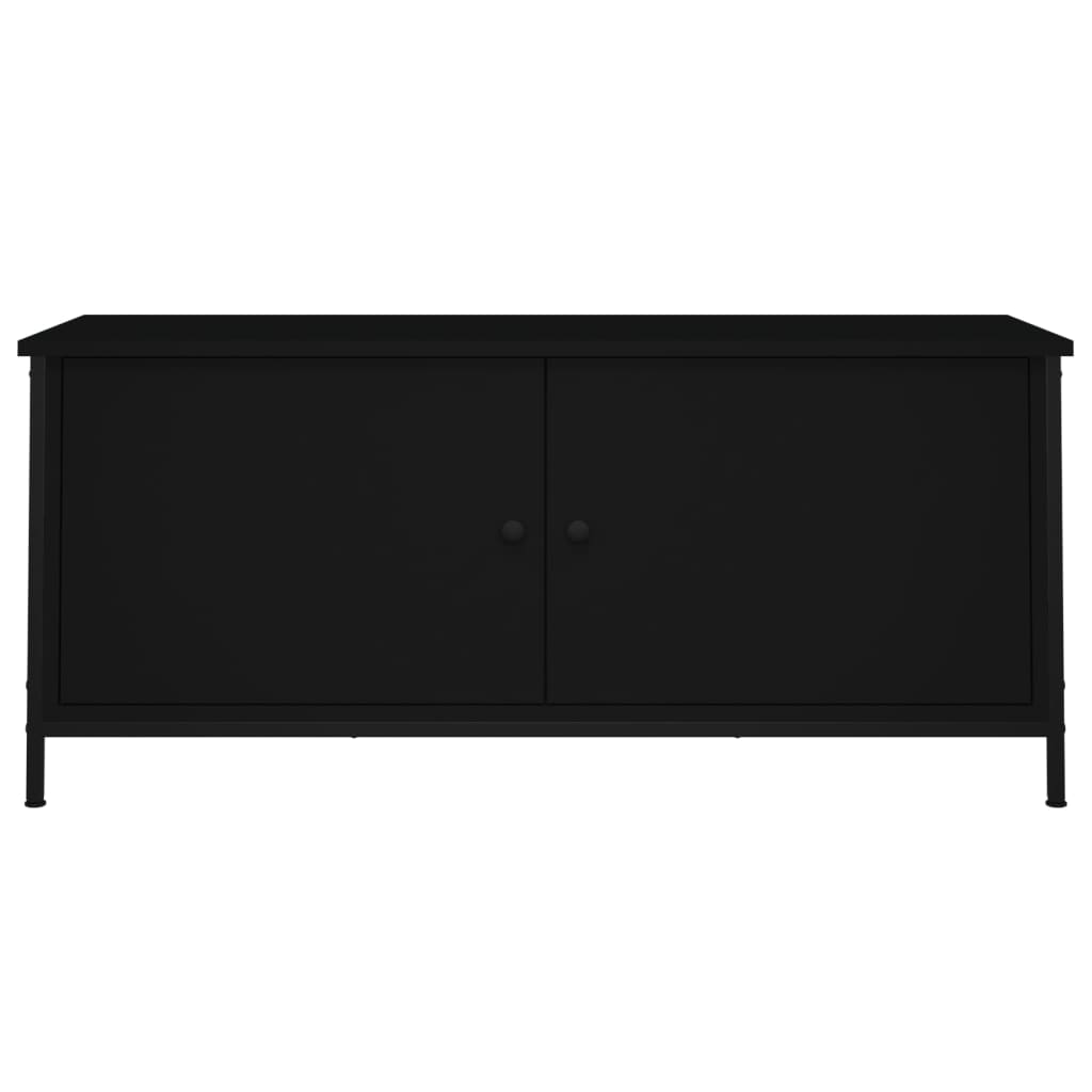 Mobile Porta TV con Ante Nero 102x35x45 cm in Legno Multistrato