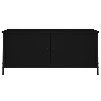 Mobile Porta TV con Ante Nero 102x35x45 cm in Legno Multistrato