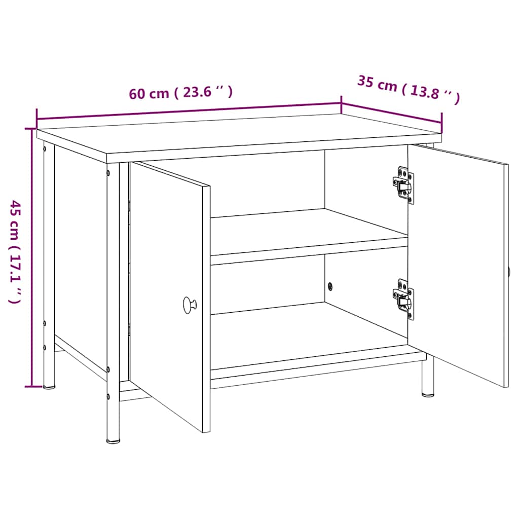 Mobile TV con Ante Grigio Sonoma 60x35x45 cm Legno Multistrato | homemem39