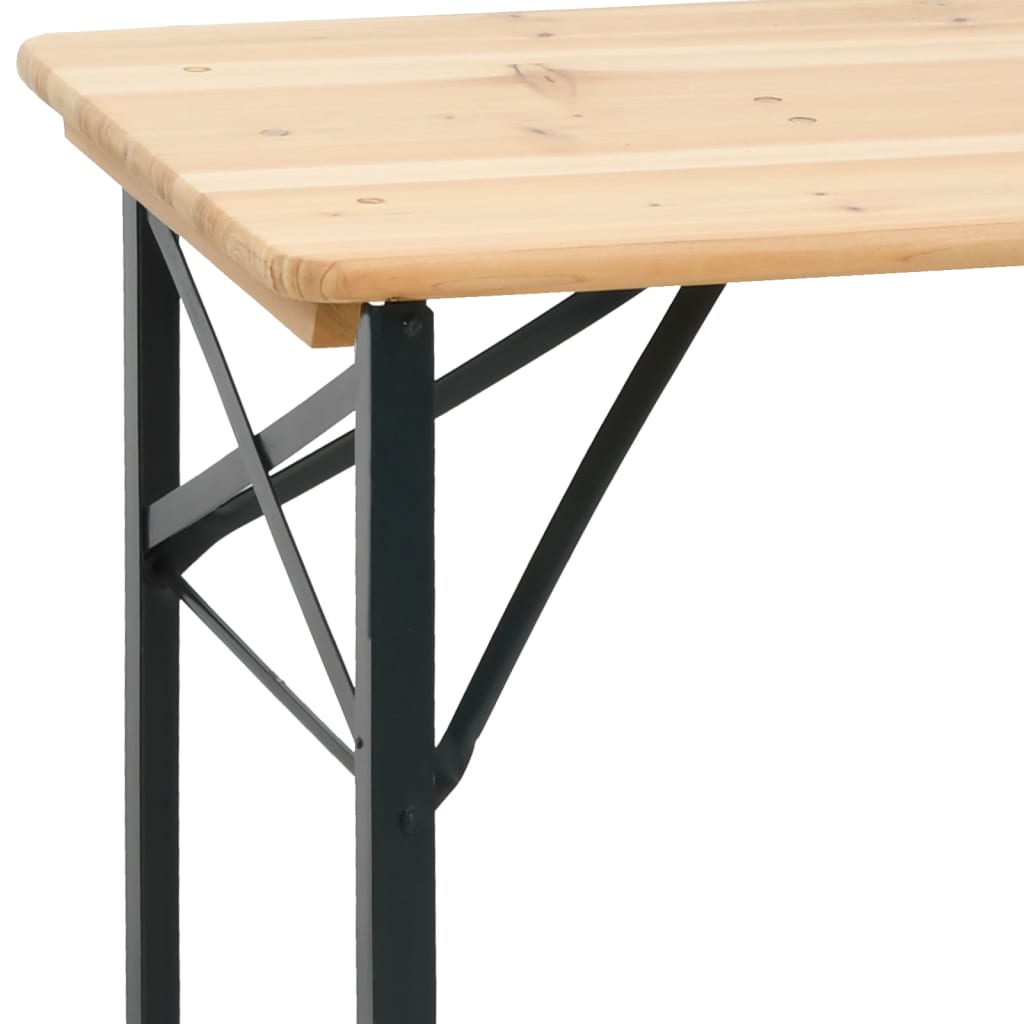 Set Tavolo Birreria Pieghevole 3 pz in Legno Massello di Abete