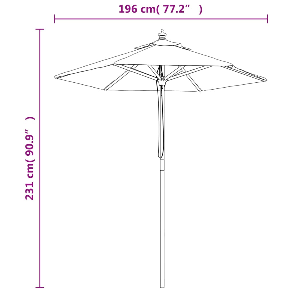 Ombrellone da Giardino con Palo in Legno Antracite 196x231 cm - homemem39