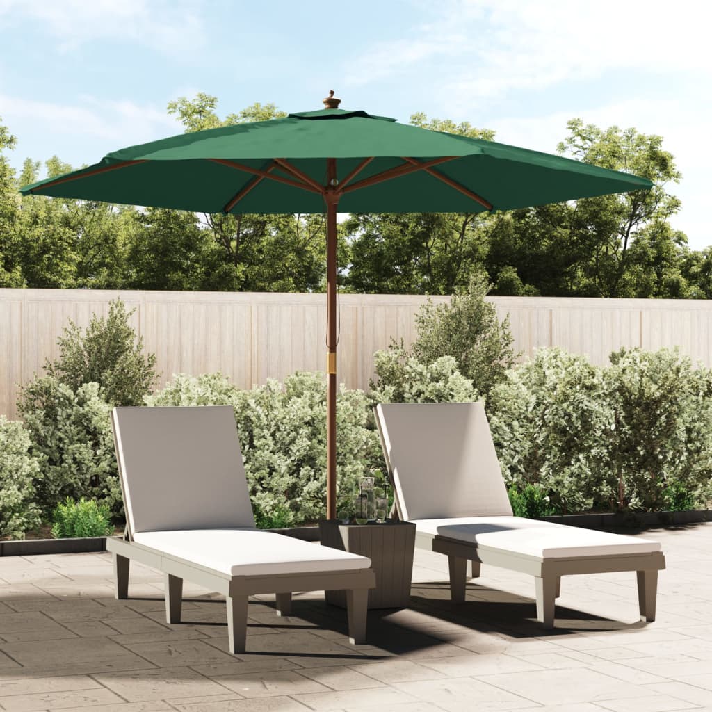 Ombrellone da Giardino con Palo in Legno Verde 299x240 cm | homemem39