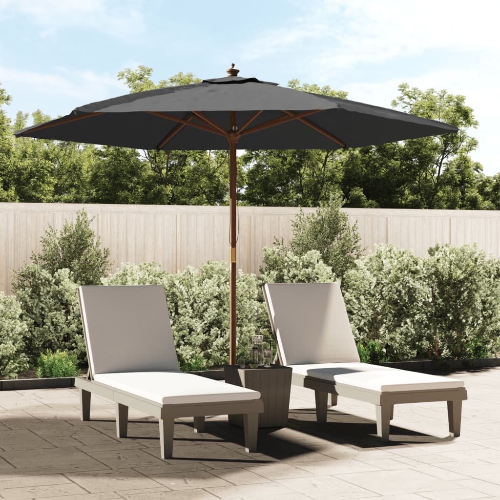 Ombrellone da Giardino con Palo in Legno Antracite 299x240 cm | homemem39