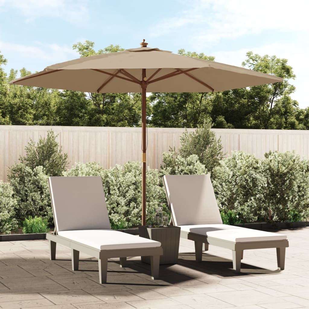 Ombrellone da Giardino con Palo in Legno Tortora 299x240 cm | homemem39