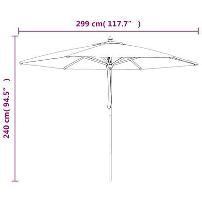 Ombrellone da Giardino con Palo in Legno Nero 299x240 cm | homemem39