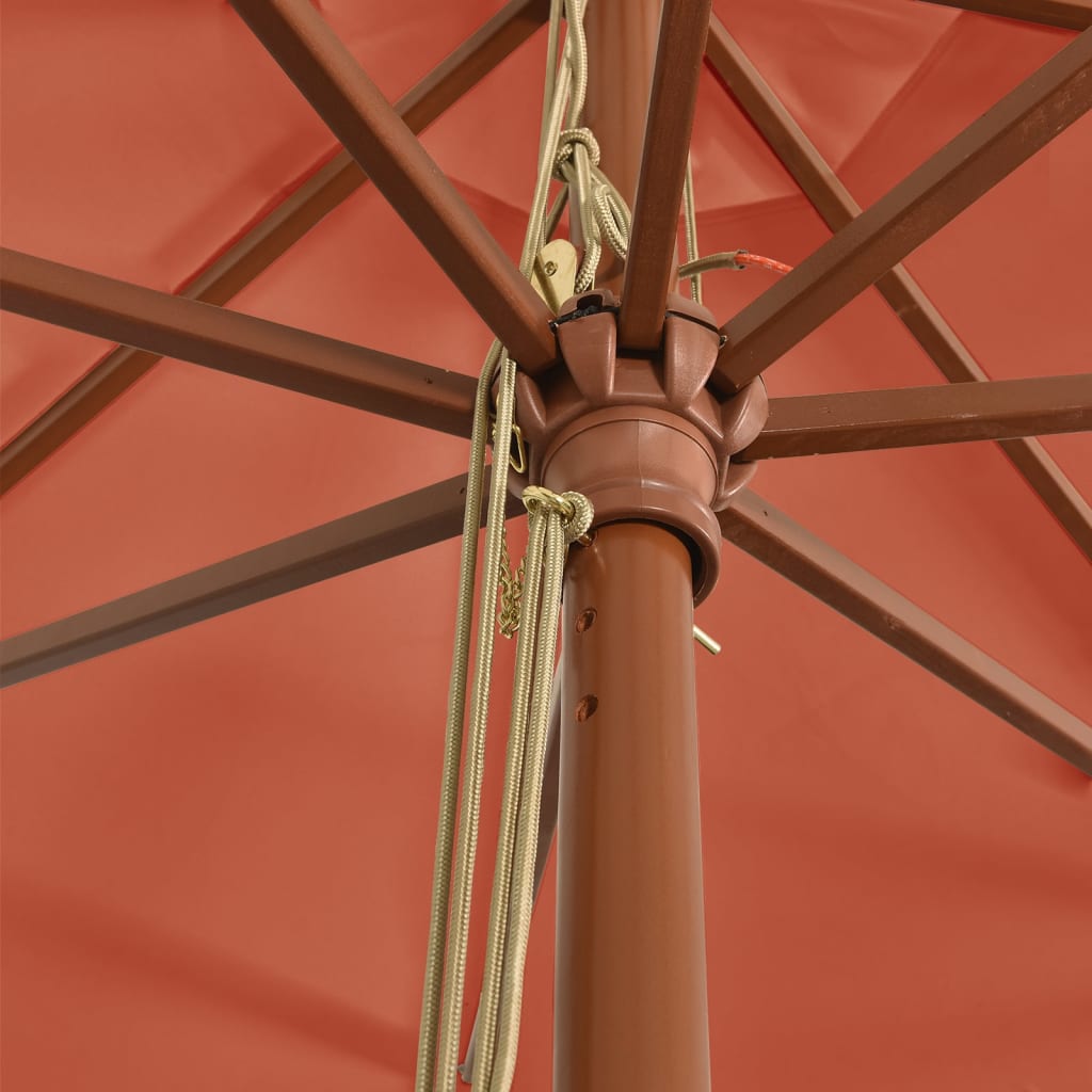 Ombrellone da Giardino con Palo in Legno Terracotta 400x273 cm | homemem39