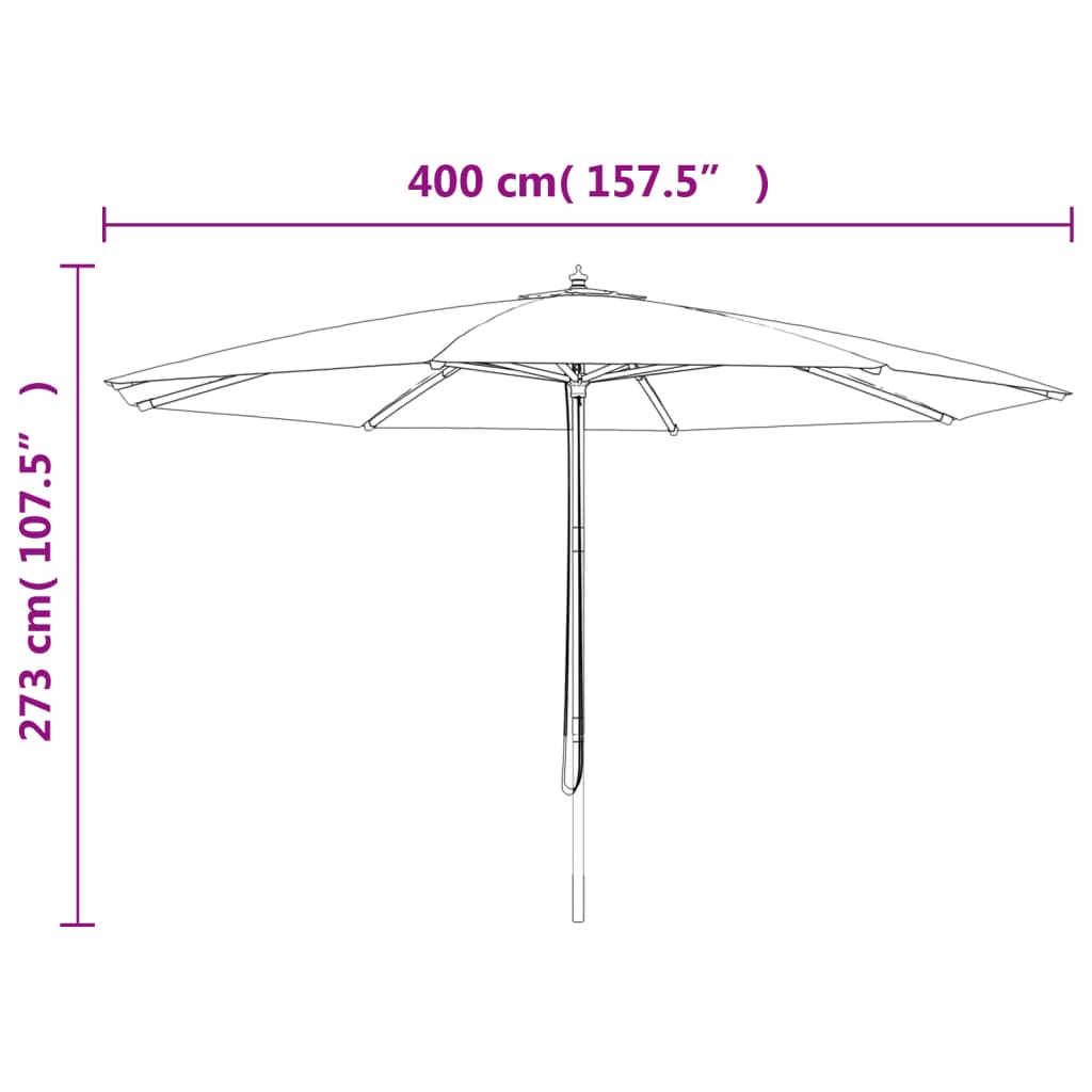 Ombrellone da Giardino con Palo in Legno Terracotta 400x273 cm | homemem39