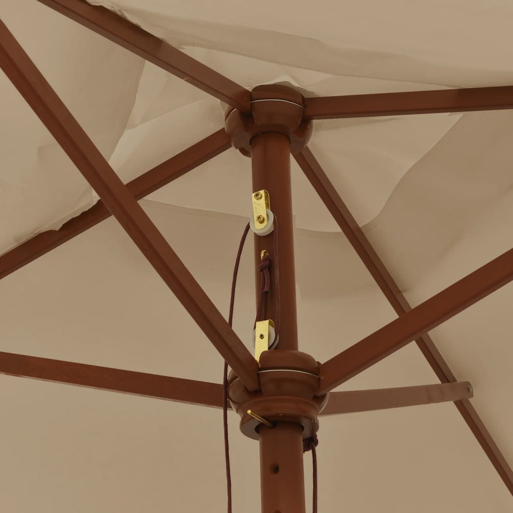Ombrellone da Giardino con Palo in Legno Tortora 198x198x231 cm | homemem39