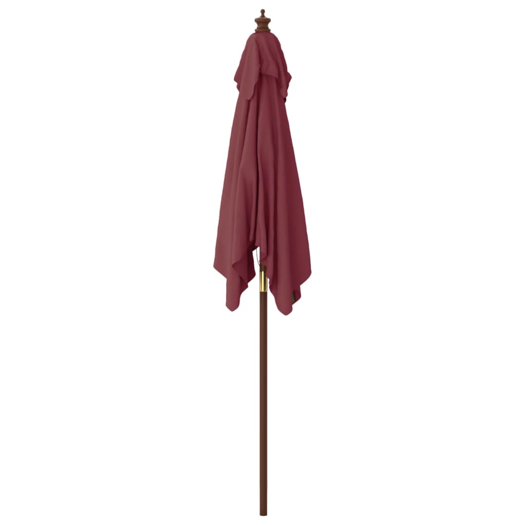 Ombrellone da Giardino con Palo in Legno Bordeaux 198x198x231cm