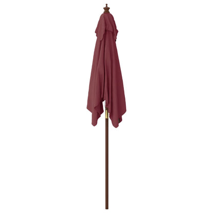 Ombrellone da Giardino con Palo in Legno Bordeaux 198x198x231cm