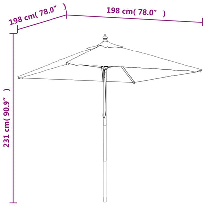 Ombrellone da Giardino con Palo in Legno Nero 198x198x231 cm | homemem39